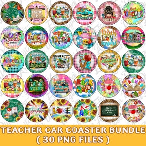 Teacher car coaster bundle png, Teacher's Day png, western car coaster png, Teacher life png, sublimate designs download