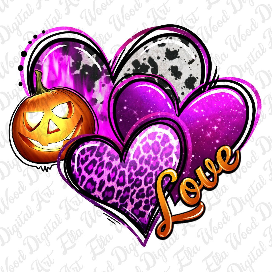 Love Halloween Hearts Png Sublimation Design Download, Happy Halloween ...