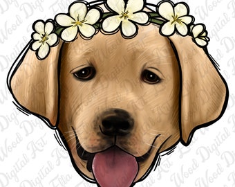 Floral Labrador PNG, Dog Sublimation Design (Digital Download)