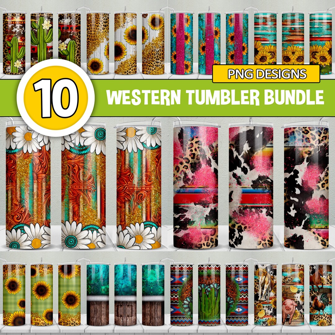 Western 20 Oz Skinny Tumbler Bundle Png, Western Tumbler Wrap Png, 20 ...