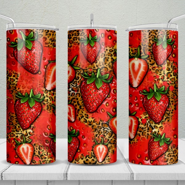 Gobelet maigre 20 oz fraises png, emballage de gobelet fraises png, conception de gobelet 20 oz fruits, gobelet téléchargement png