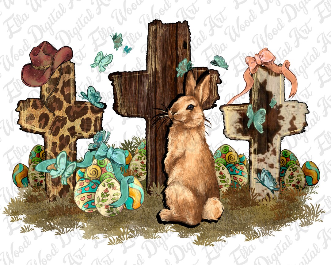 Western Rabbit Bunny With Crosses Png, Happy Easter Day Png, Easter ...