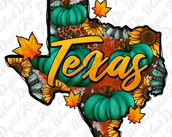 Hösttema karta över Texas png sublimeringsdesign för nedladdning, Texas png, djur png, höstvibe png, sublimerade designer för nedladdning