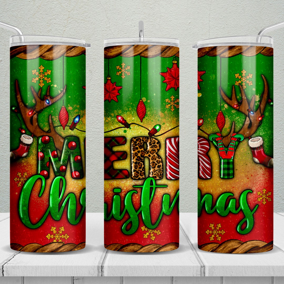 Merry Christmas 20 Oz Skinny Tumbler Png, Christmas Tumbler Wrap Png ...