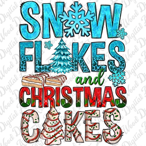 Snow flakes and Christmas cakes png, Merry Christmas png, Happy New Year png, Christmas tree cake png, sublimate designs download