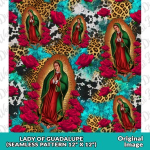 Papel digital de patrón sin costuras de la Virgen de Guadalupe, Nuestra Señora de Guadalupe png, png religioso, png de patrón sin costuras, papel de álbum de recortes imprimible