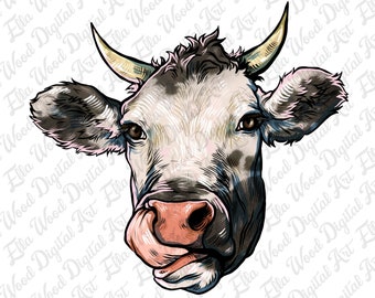 Cow png sublimation design download, cow face png, cute cow png, cow png design, hand drawn cow png, sublimate designs download