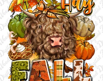 Fall Cow PNG, Autumn Heifer, Sublimation Design (Digital Download)