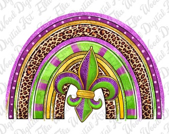 Mardi Gras arco iris png descarga de diseño de sublimación, Happy Mardi Gras png, Mardi Gras png, fleur de lis png, descarga de diseños sublimados