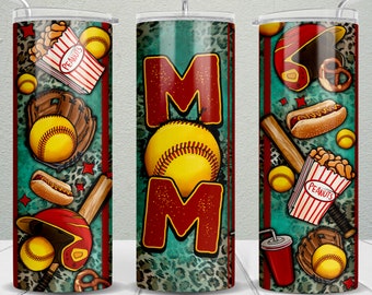 Softball Mom 20 oz dünner Becher png, Softball Tumbler wrap png, Mom 20 oz Becherdesigns, Tumbler png Download