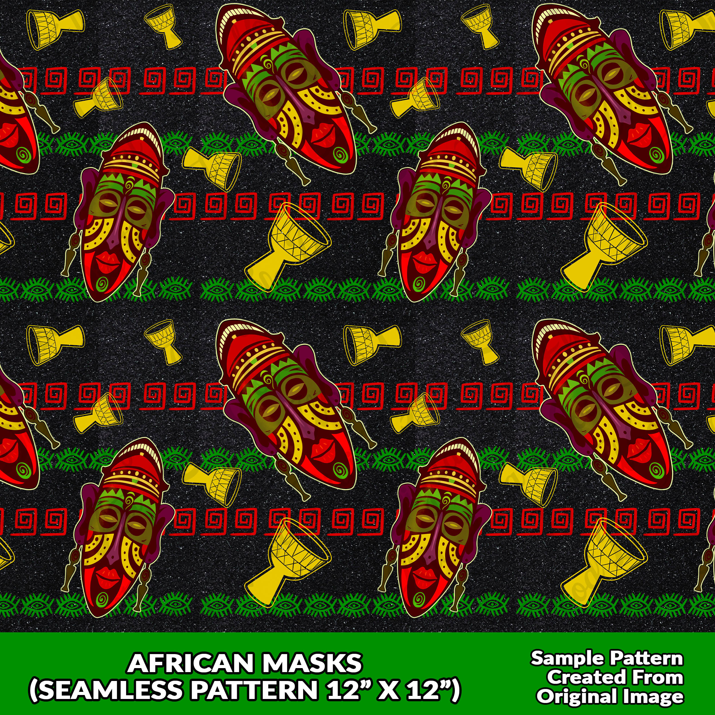 African Masks Seamless Pattern Digital Paper, African Digital Seamless ...
