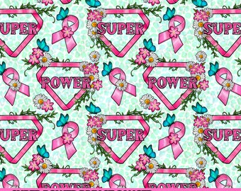 Super power Breast Cancer Awareness seamless pattern digital paper, Breast Cancer digital seamless pattern png, printable scrapbook paper