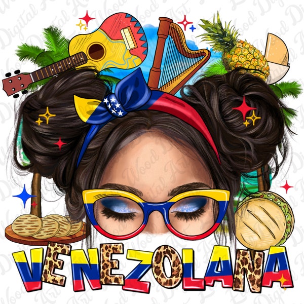 Venezolana messy bun png sublimation design download, messy bun design, Venezuela png, western Venezuela png, sublimate designs download