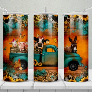 Farm animals truck 20 oz skinny tumbler png, Farm tumbler wrap png, animals 20 oz tumbler designs, tumbler png pobierz