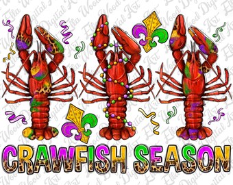 Crawfish Season Mardi Gras png sublimation design download, Happy Mardi Gras png, Mardi Gras Carnaval png, Crawfish png, designs download