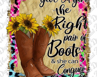 Cowgirl Boots & Sunflowers PNG, Western Sublimation Design (Digital Download)