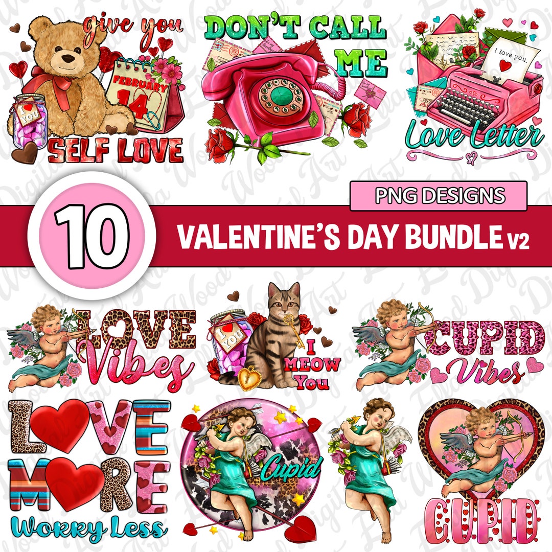 Valentine's Day Bundle V2 Png Sublimation Design Download,happy ...