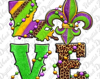 Love Mardi Gras png download di design sublimato, Happy Mardi Gras png, fleur de lis png, Mardi Gras Carnaval png, download di disegni sublimati