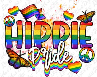 Hippie Pride png sublimation design download, Pride png, LGBTQ+ png,love is love png, colorful Pride png,human rights png,sublimate download