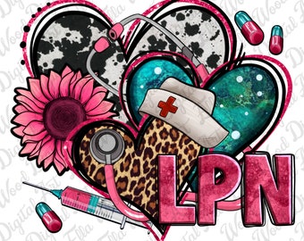 LPN Licensed Practical Nurse hearts png sublimation design download, LPN Nurse png, Nurse png, Nursing png, sublimate designs download