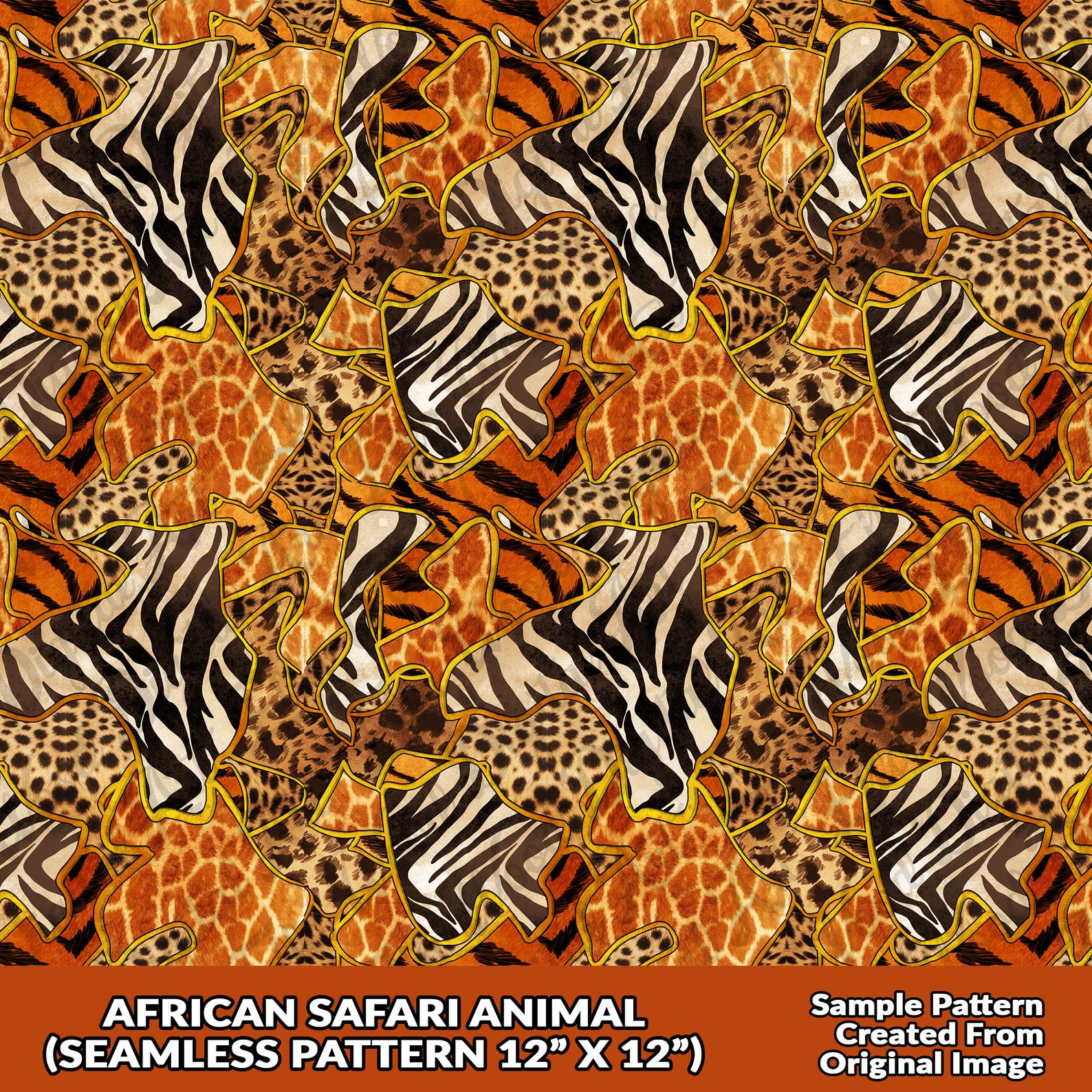 African Safari Animal Seamless Pattern Digital Paper, African Digital ...
