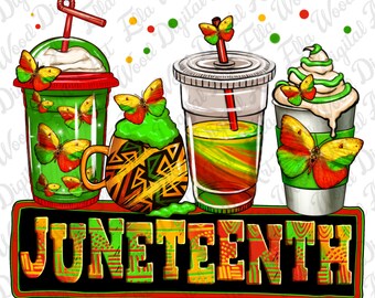 Juneteenth afro coffee cups png sublimation design download, Juneteenth png, 1865 vibes png, coffee love png, sublimate designs download