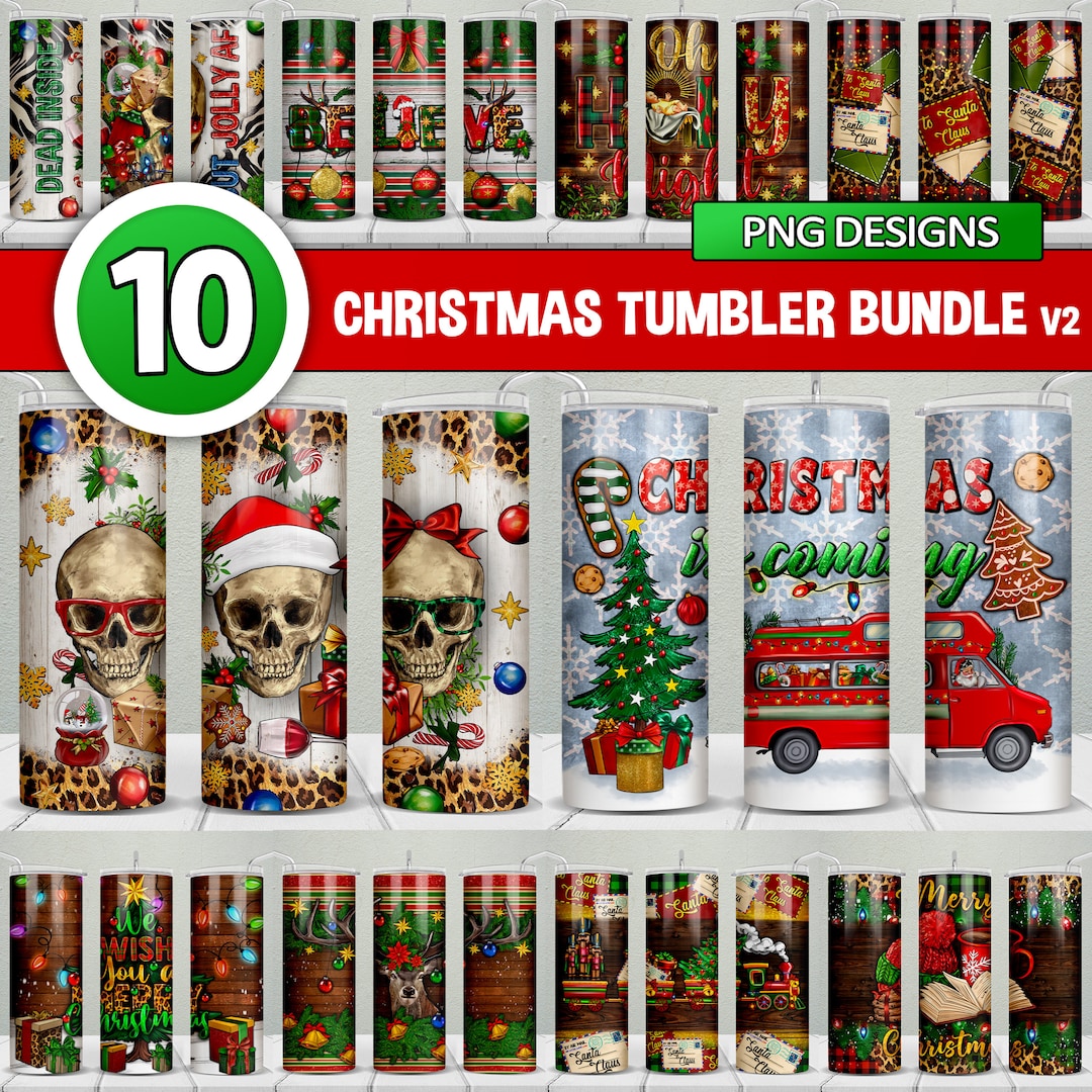 Christmas 20 Oz Skinny Tumbler Bundle Png V2, Tumbler Wrap Png ...
