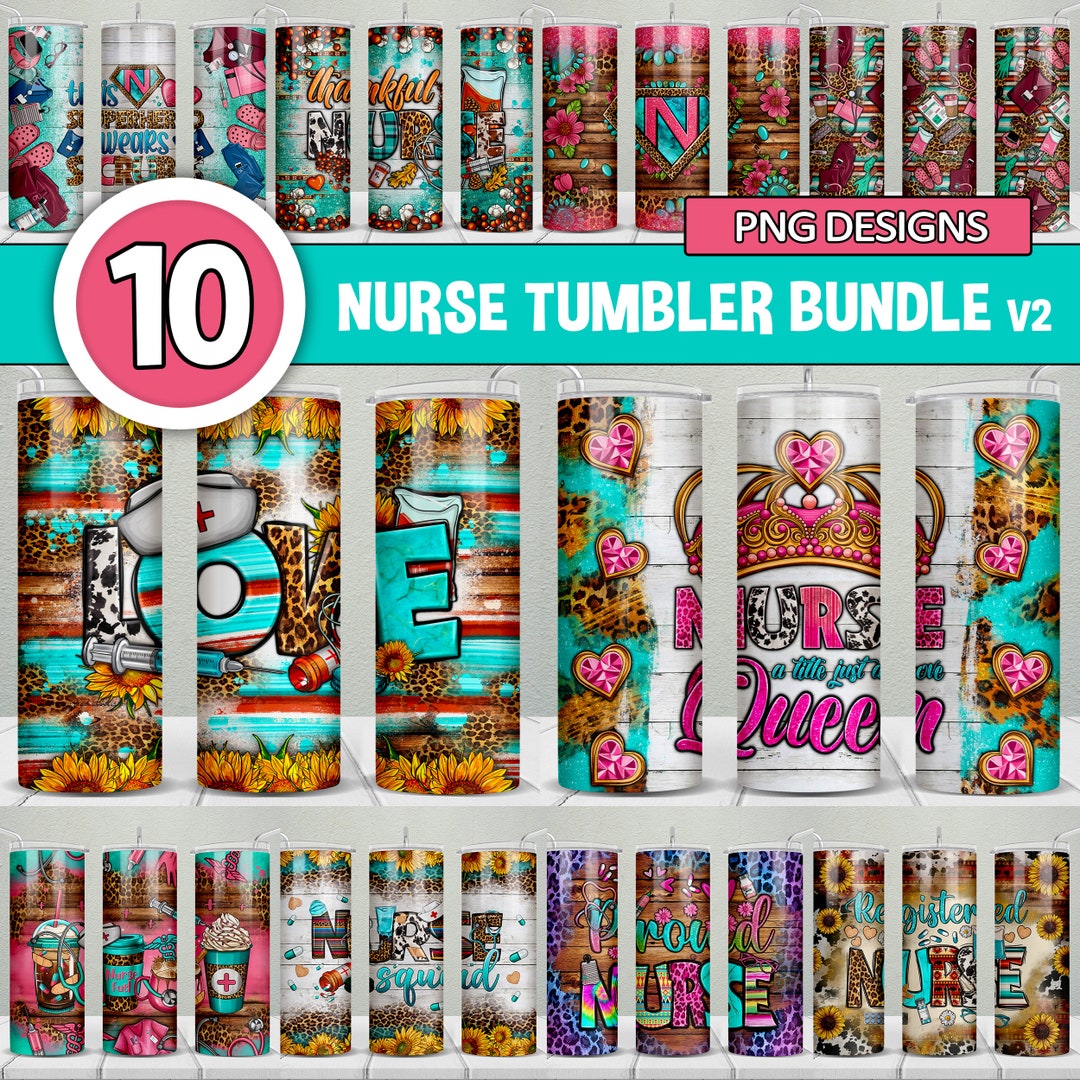 Nurse 20 Oz Skinny Tumbler Bundle V2 Png, Western Tumbler Wrap Png, 20 ...