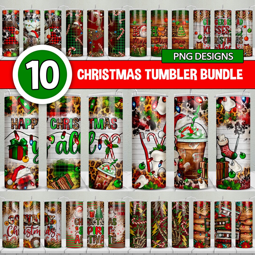 Christmas 20 Oz Skinny Tumbler Bundle Png V1, Tumbler Wrap Png ...