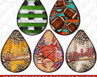 Sport teardrop earrings png sublmation design bundle, western teardrop earrings png, game day png, sport bundle png, sublimate download