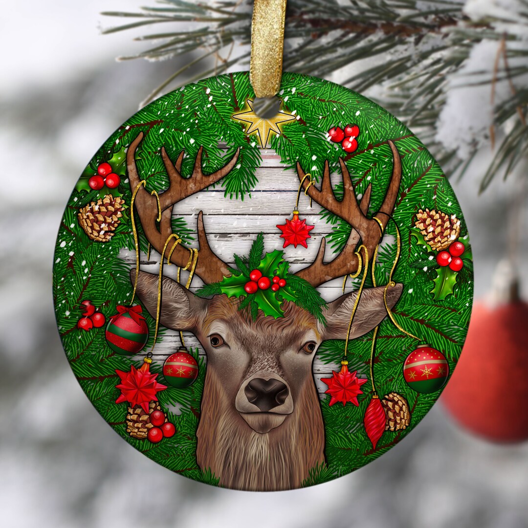 Deer Christmas Ornament Png Sublimation Design, Christmas Ornament Png ...