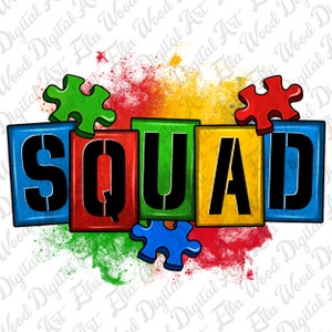 Autismus Squad png Sublimationsdesign Download, Autismus Bewusstsein png, Autismus Puzzle png, Autismus Leben png, Sublimationsdesigns herunterladen