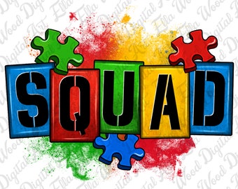 Autism squad png sublimation design download, Autism Awareness png, Autism puzzle png, Autism life png, sublimate designs download