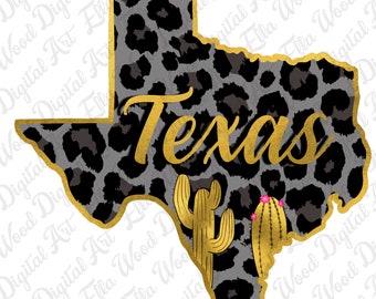 Guld Leopard Texas karta png sublimeringsdesign nedladdning, västerländska mönster png, västra Texas karta png, kaktus, leopard, sublimerade designer nedladdning