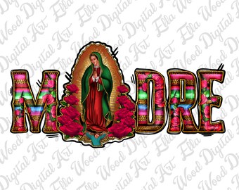 Madre floral aztec png sublimation design download, Our lady of Guadalupe png, Christian png, Religious png, sublimate designs download