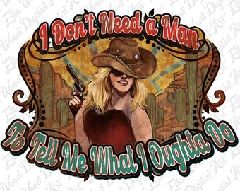 Retro Cowgirl PNG, Western Art Sublimate Design (Digital Download)