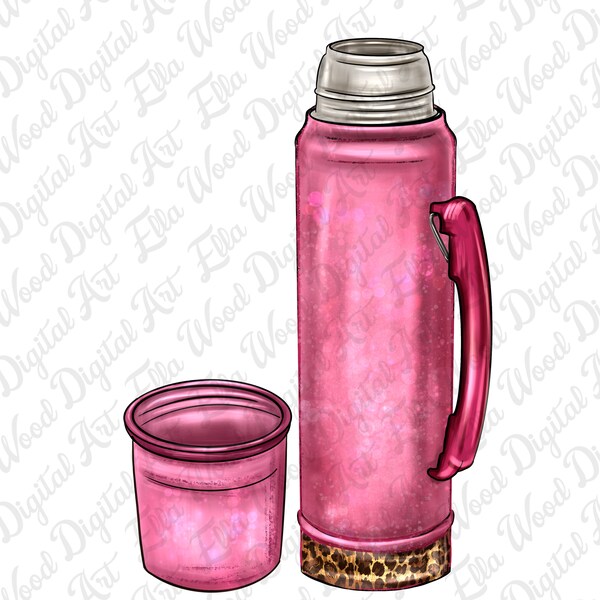 Pink and leopard thermos png sublimation design download, camping png, camp life png, camp thermos png, sublimate designs download