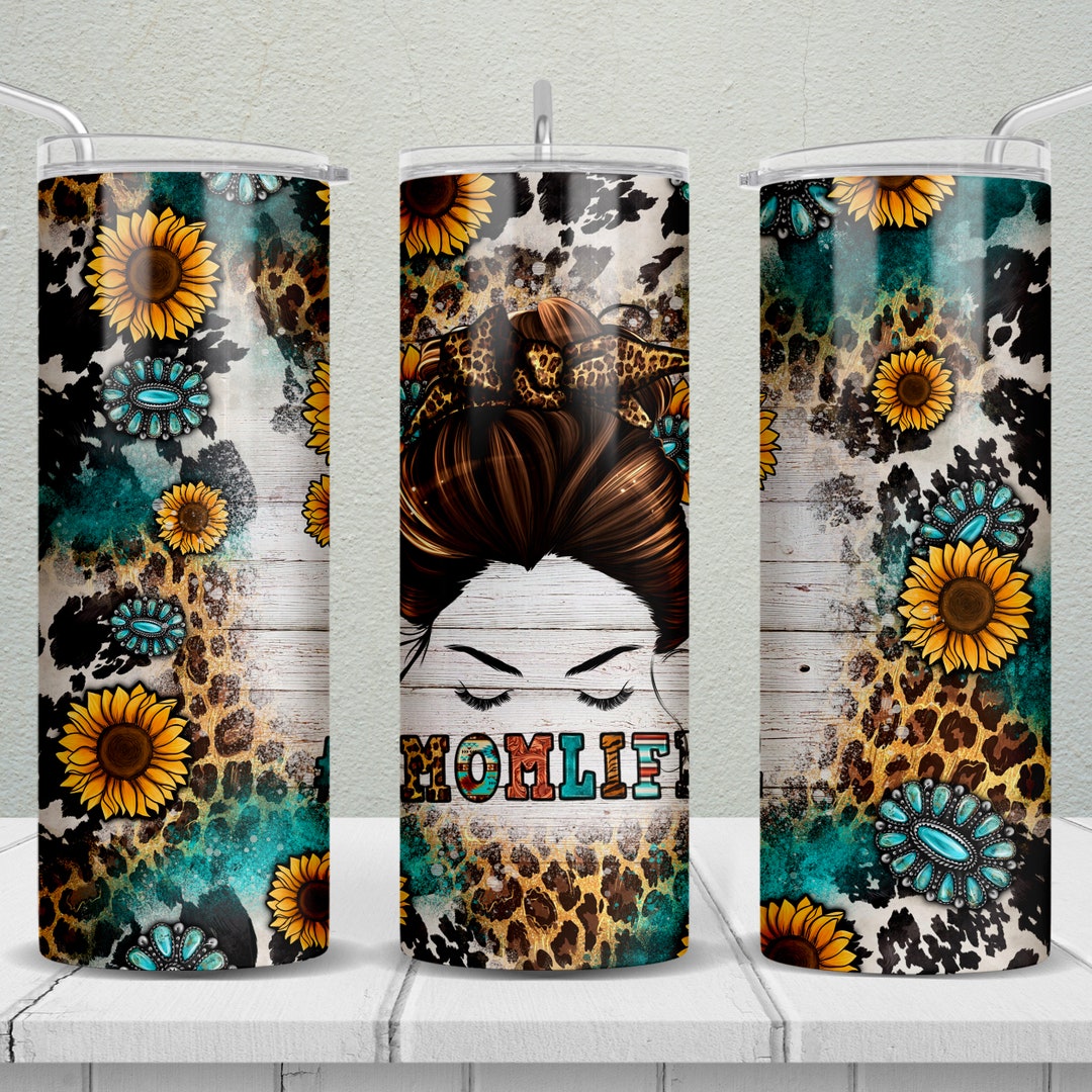 Mom Life Messy Bun 20 Oz Skinny Tumbler Png, Mom Tumbler Wrap Png ...