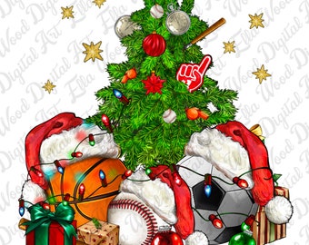 Basketball Baseball Soccer Christmas tree png sublimation design download, Christmas png, Merry Christmas png, sports png, designs download