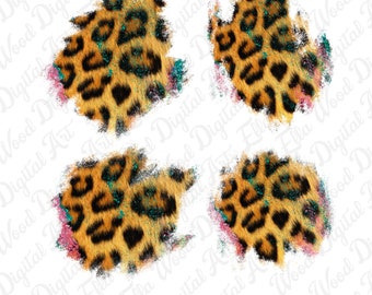 Leopard patches png sublimation design download, western leopard png, western patches bundle png, sublimate designs download