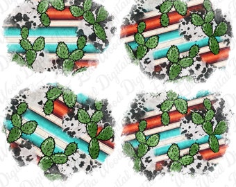 Serape cowhide cactus patches bundle png sublimation design download, western patterns png, patches bundle png, sublimate designs download