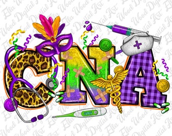 Mardi Gras CNA Certified Nursing Assistant png sublimation design download, Happy Mardi Gras png, Nursing png, sublimate designs download