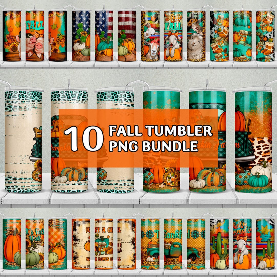 Fall 20 Oz Skinny Tumbler Bundle Png, Autumn Tumbler Wrap Png, Fall 20 ...
