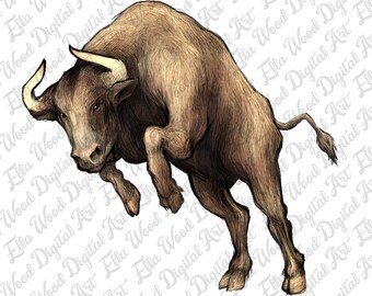 Western Bull PNG, Retro Sublimation Design (Digital Download)