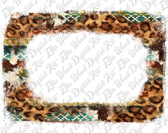 Western leopard aztec frame png, western background, western patterns png, western leopard png, sublimate designs download
