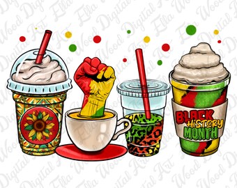 Juneteenth Coffee Cups PNG, 1865 Vibes, Black History (Digital Download)