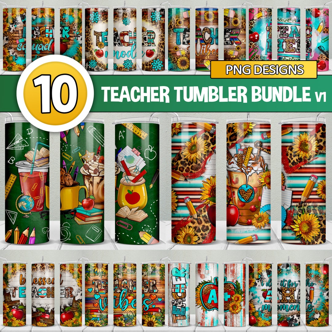 Teacher 20 Oz Skinny Tumbler Bundle V1 Png, Western Tumbler Wrap Png ...