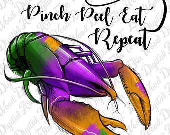 Mardi Gras crawfish png sublimation design download, crawfish design png, Happy Mardi Gras png, sublimate designs download