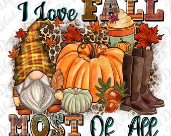 Ik hou vooral van herfst png-sublimatieontwerpdownload, Hallo herfst png, herfst png, herfstvibes png, herfstkabouter png, sublimatiedownload