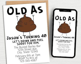 Funny Birthday Party Invite Template for Adults Old as S**t | Digital Party Invite For Him | Party Invite for Guys | Guys Birthday Party